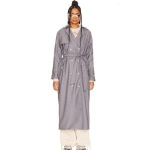 NEW Lioness Trencherous Women Slate Gray Double Breasted Tie Trench Coat Size XS